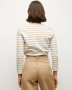 Hovey Striped Top in Off-White/Khaki