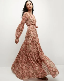 Isra Silk Dress in Deep Ochre Multi