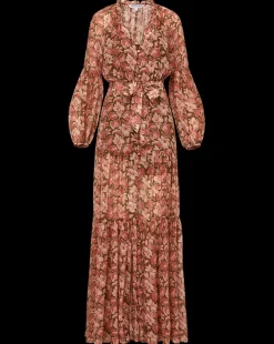 Isra Silk Dress in Deep Ochre Multi