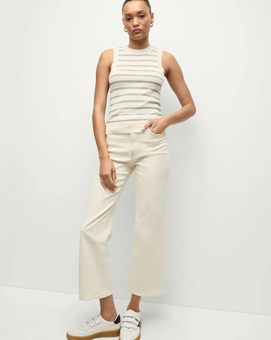 Jerrel Striped Cashmere Tank in Ivory/Heather Grey