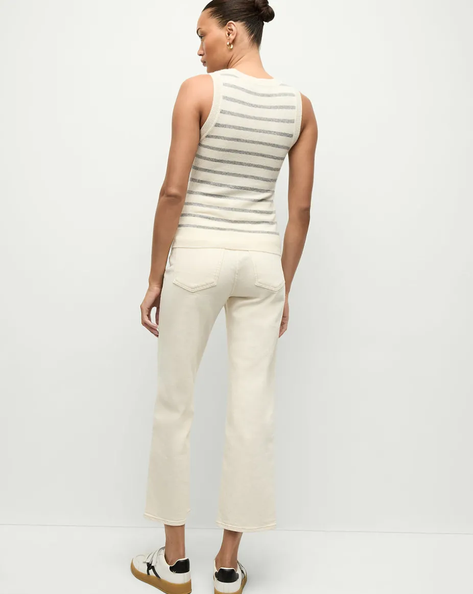 Jerrel Striped Cashmere Tank in Ivory/Heather Grey