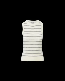 Jerrel Striped Cashmere Tank in Ivory/Heather Grey