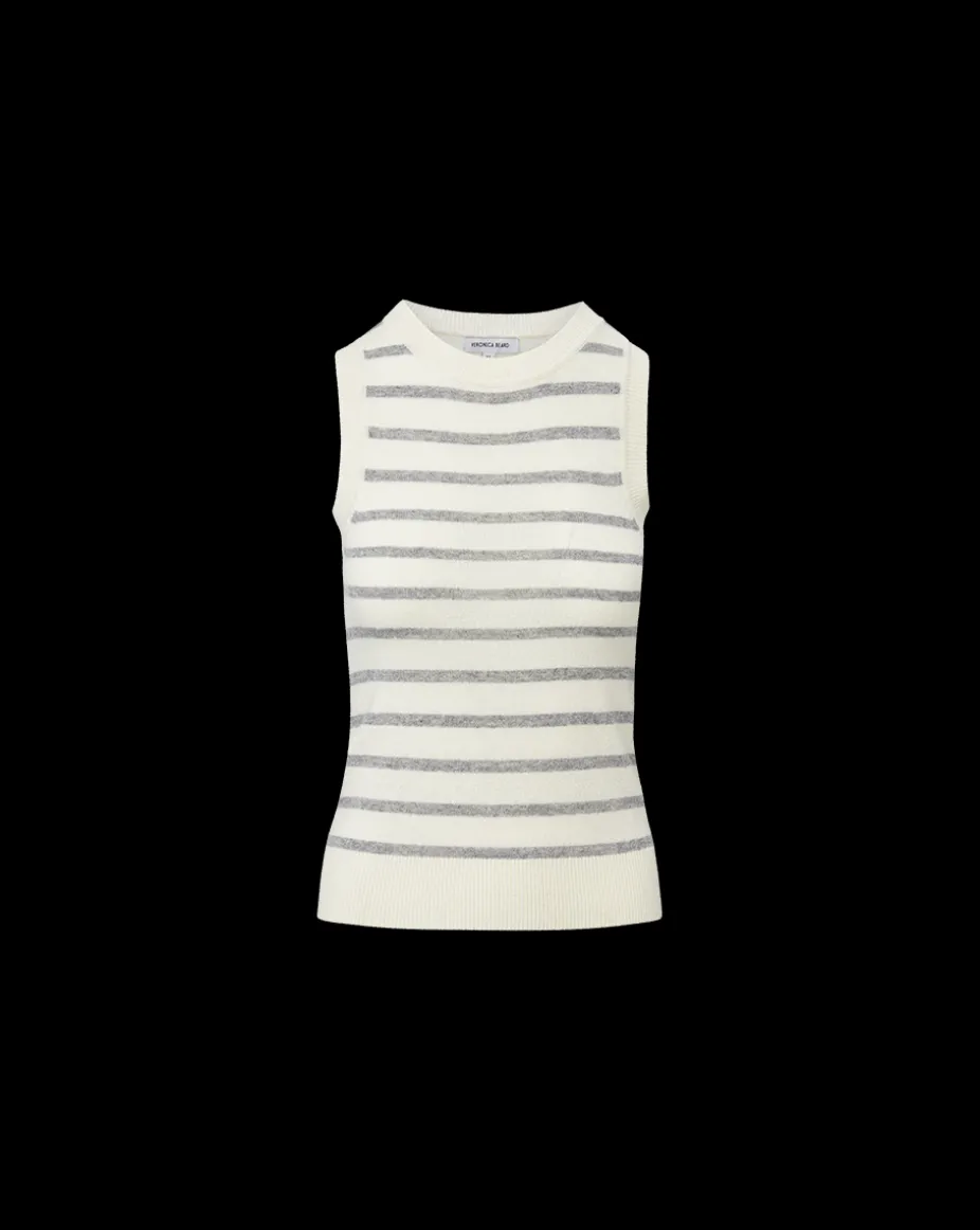 Jerrel Striped Cashmere Tank in Ivory/Heather Grey