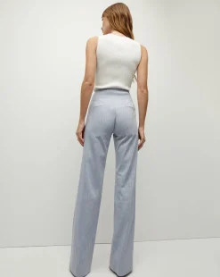Jude Metallic Pinstripe Pant in Blue Oasis