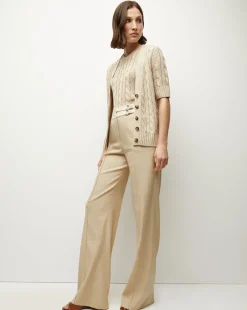 Julietta Silk-Linen Cardigan in Stone Khaki