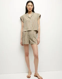 Kasa Pinstripe Button-Down Top