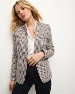 Katie Plaid Dickey Jacket in Oat, Pink & Red Check