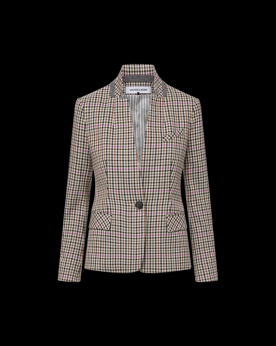 Katie Plaid Dickey Jacket in Oat, Pink & Red Check
