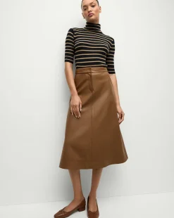 Katrina Merino Wool Striped Sweater in Navy & Khaki