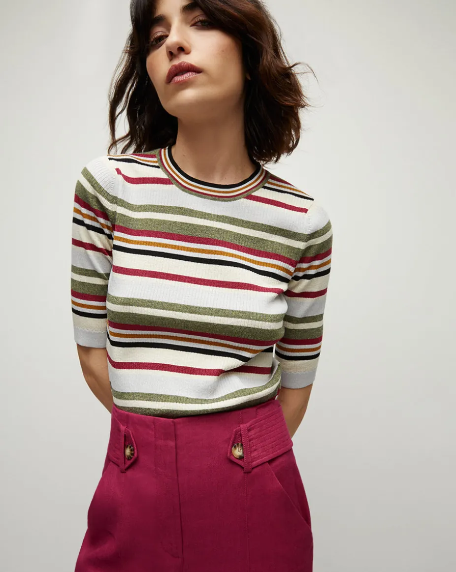 Kavya Multicolor Striped Ribbed Sweater