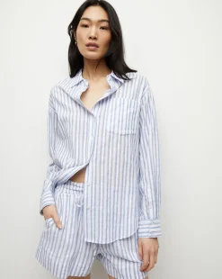 Keiko Button-Down Shirt in Blue/White
