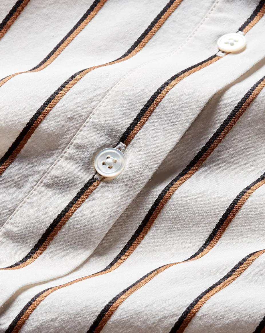 Keiko Stretch-Cotton Shirt in Striped Ivory