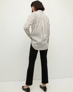 Keiko Stretch-Cotton Shirt in Striped Ivory
