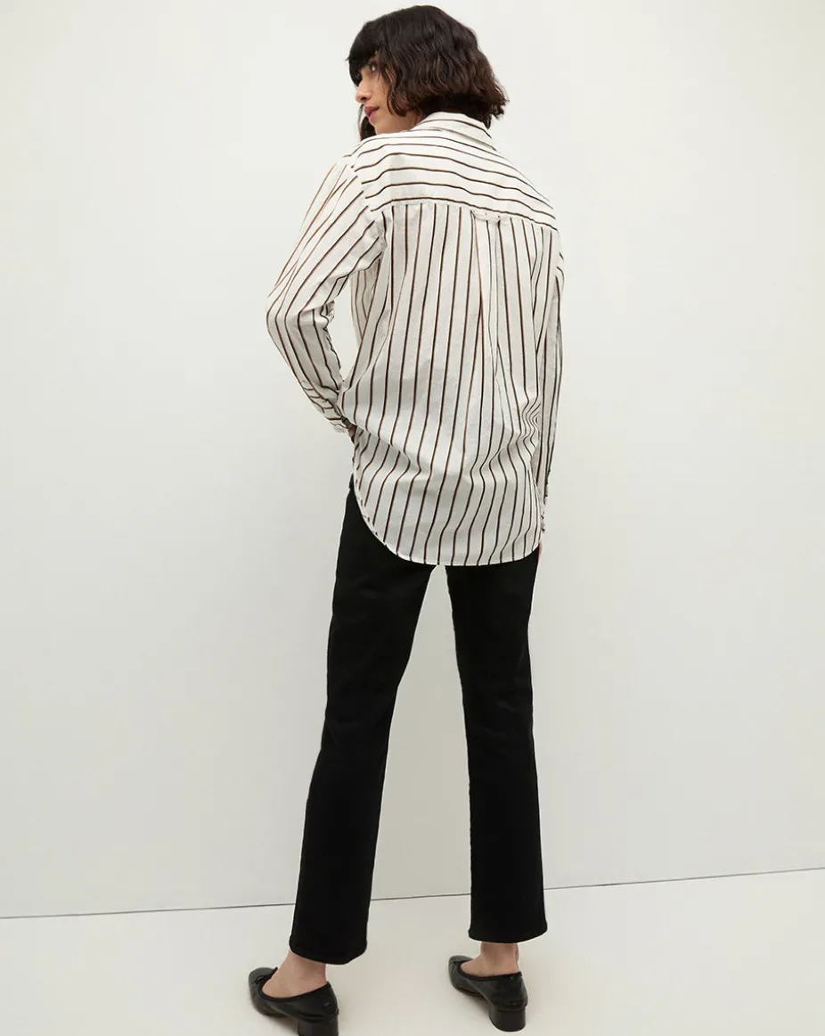 Keiko Stretch-Cotton Shirt in Striped Ivory