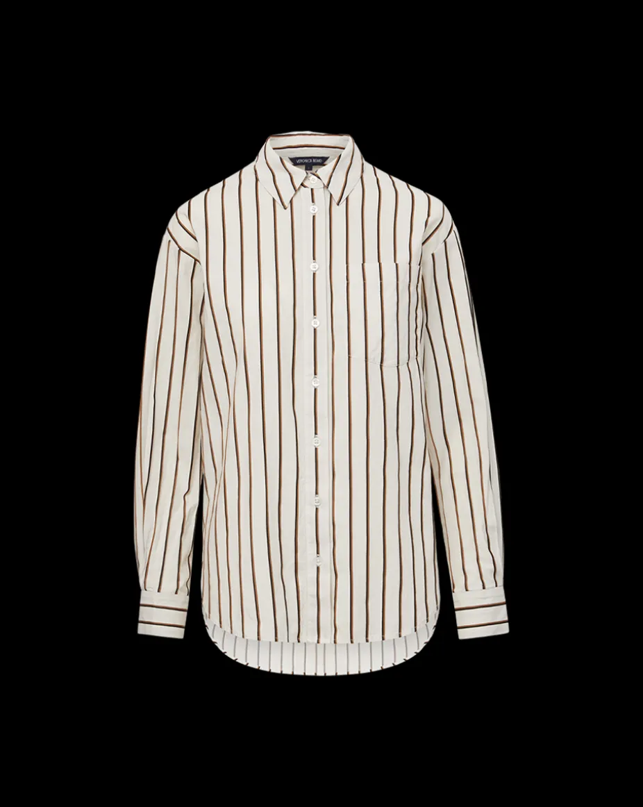 Keiko Stretch-Cotton Shirt in Striped Ivory