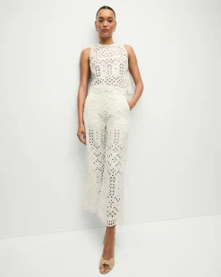 Kemper Cotton Eyelet Pant in Off-White