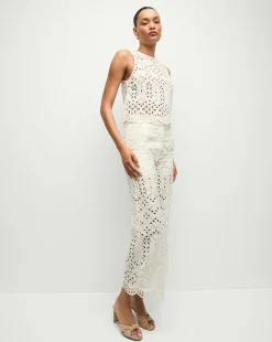 Kemper Cotton Eyelet Pant in Off-White