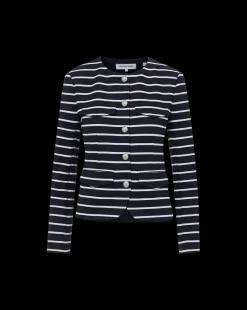 Kensington Knit Jacket in Navy/White