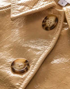 Kian Coated Leather Jacket in Khaki