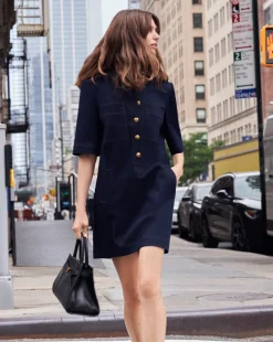 Koulis Mini Denim Dress in Dark Wash