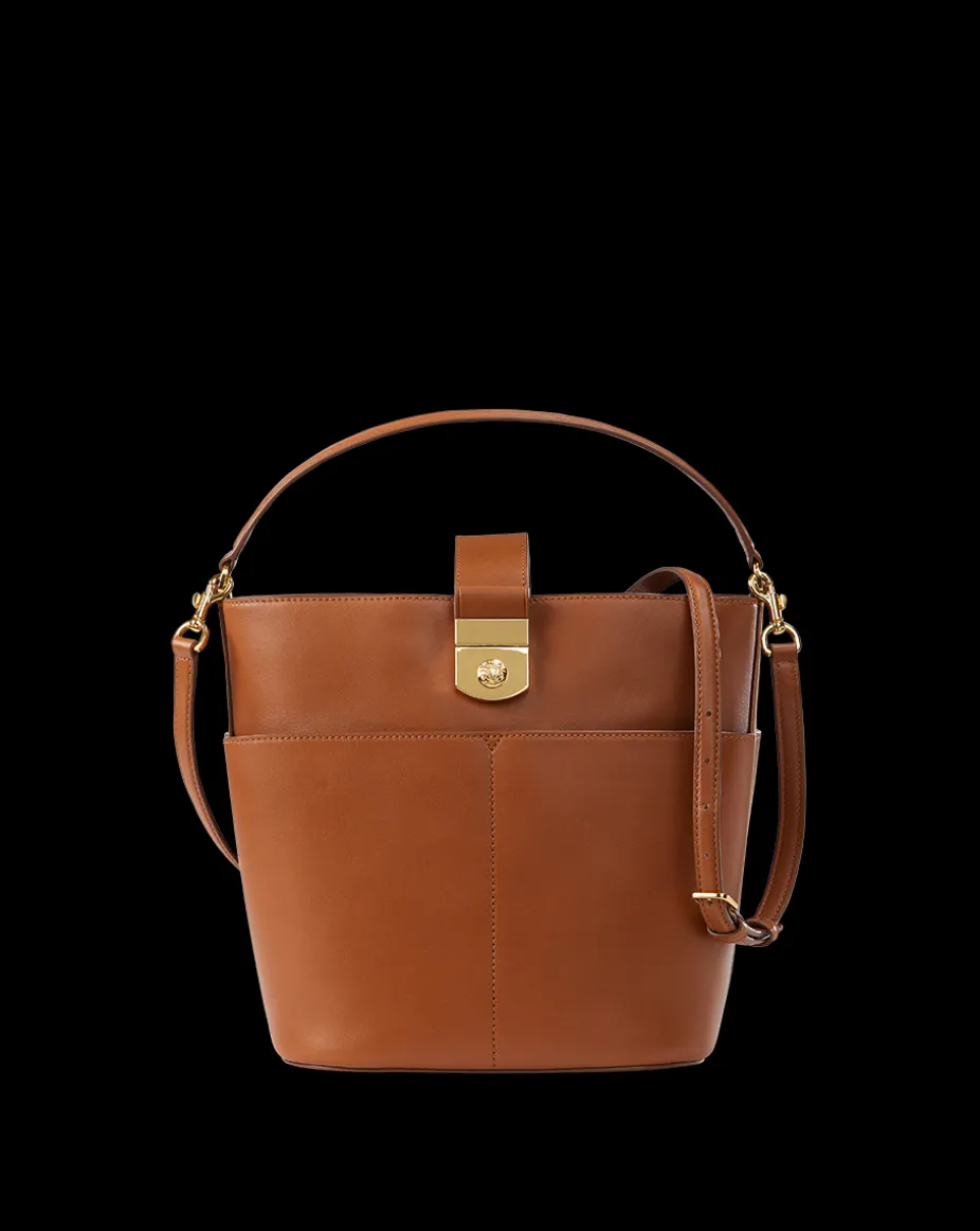 Large Crest Lock Bucket Bag in Hazelwood