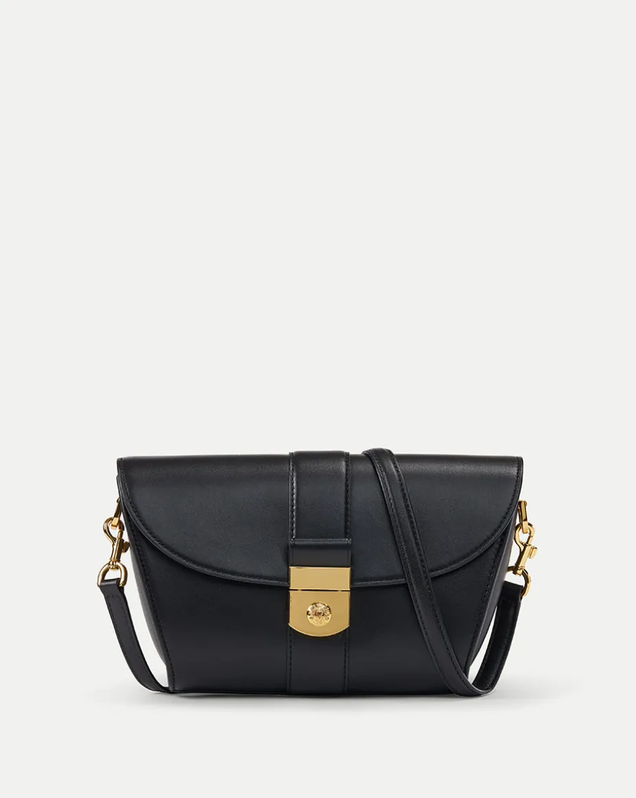 Large Crest Lock Trap Bag in Black