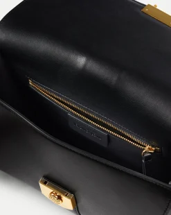 Large Crest Lock Trap Bag in Black