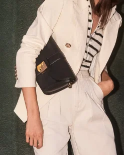 Large Crest Lock Trap Bag in Black