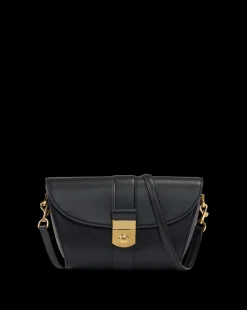 Large Crest Lock Trap Bag in Black