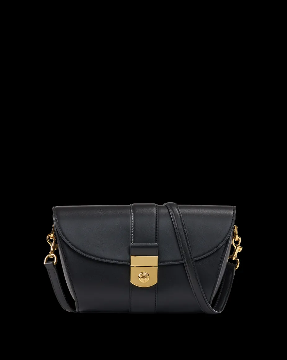 Large Crest Lock Trap Bag in Black