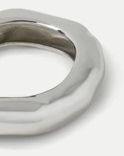 Large Molten Silver Bangle Bracelet in Silver