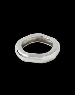 Large Molten Silver Bangle Bracelet in Silver