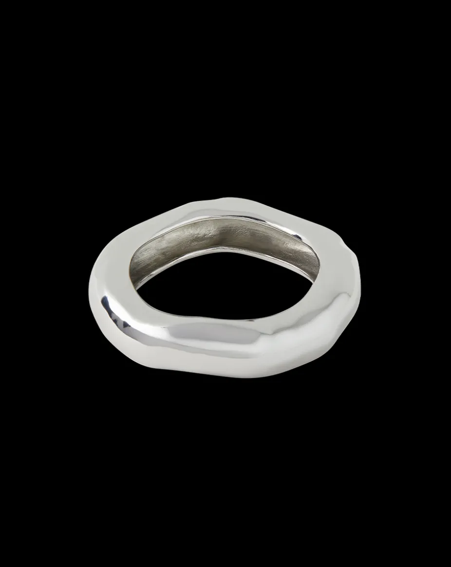 Large Molten Silver Bangle Bracelet in Silver
