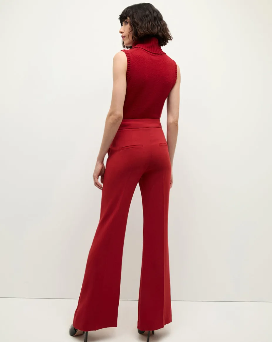 Lebone High Waist Flare Pant in Crimson Red