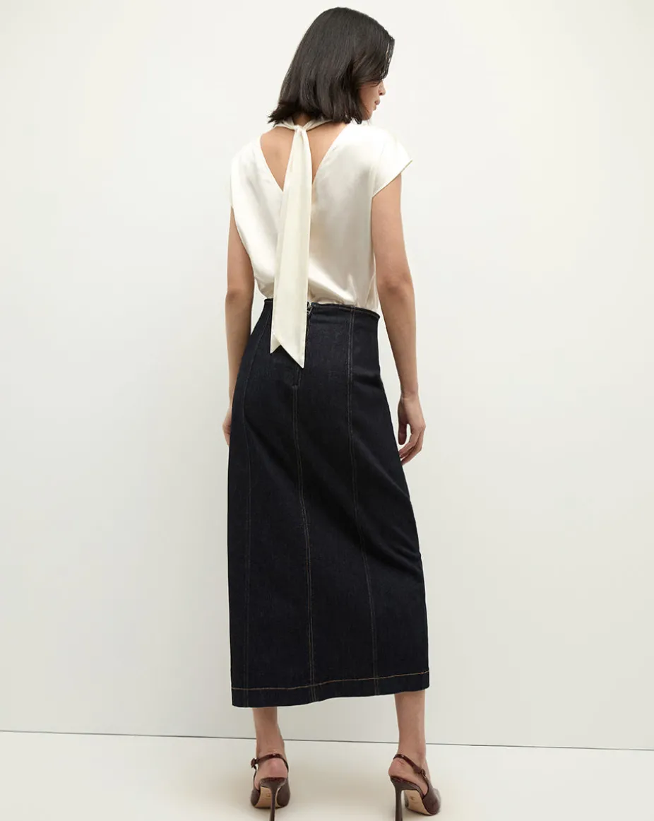 Leilany High Neck Silk Top in Ivory