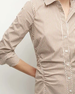 Lex Striped Dress in Deep Ochre/White