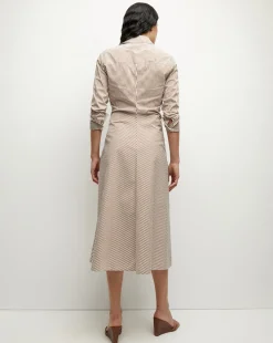 Lex Striped Dress in Deep Ochre/White