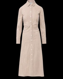 Lex Striped Dress in Deep Ochre/White