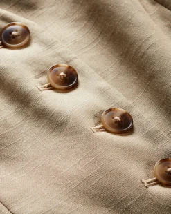 Liff Stretch-Linen Vest in Stone Khaki