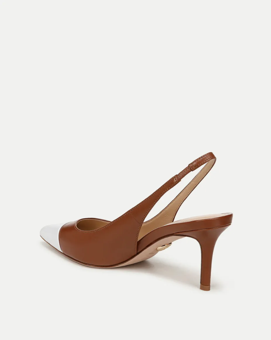 Liliana Leather Slingback Pump in Caramel/Coconut