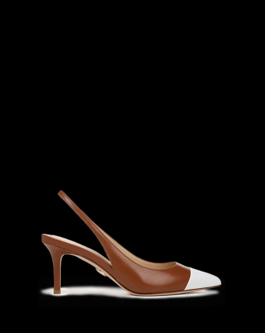 Liliana Leather Slingback Pump in Caramel/Coconut