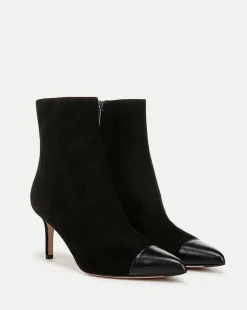 Lisa Cap-Toe Heeled Ankle Boot in Black