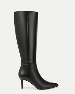 Lisa Leather Mid-Heel Tall Boot in Black