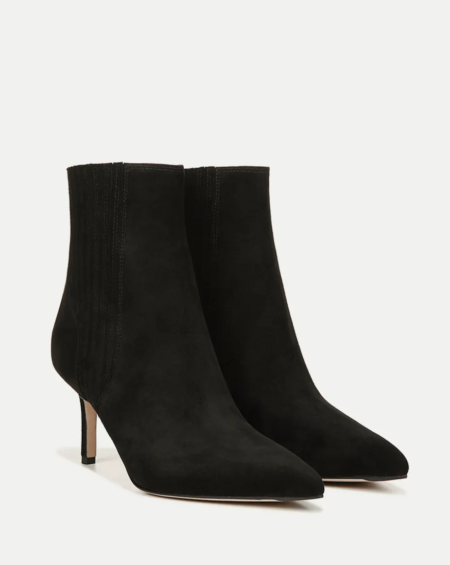 Lisa Mid-Heel Suede Bootie in Black