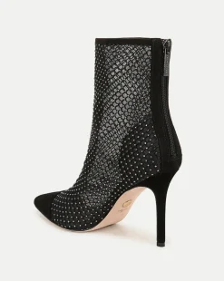 Lisa Rhinestone Mesh Bootie in Black