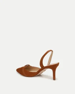 Lisbeth Suede Slingback Pump in Caramel