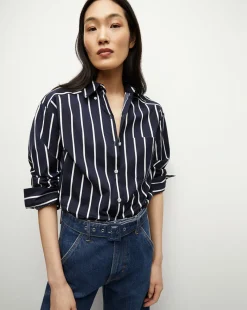 Lloyd Striped Button-Down Shirt in Navy/White