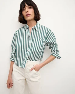 Maia Striped Shirt in Green/White
