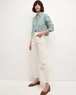 Maia Striped Shirt in Green/White