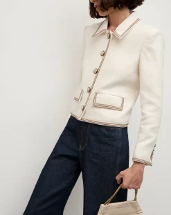 Makayla Cropped Jacket in Ivory